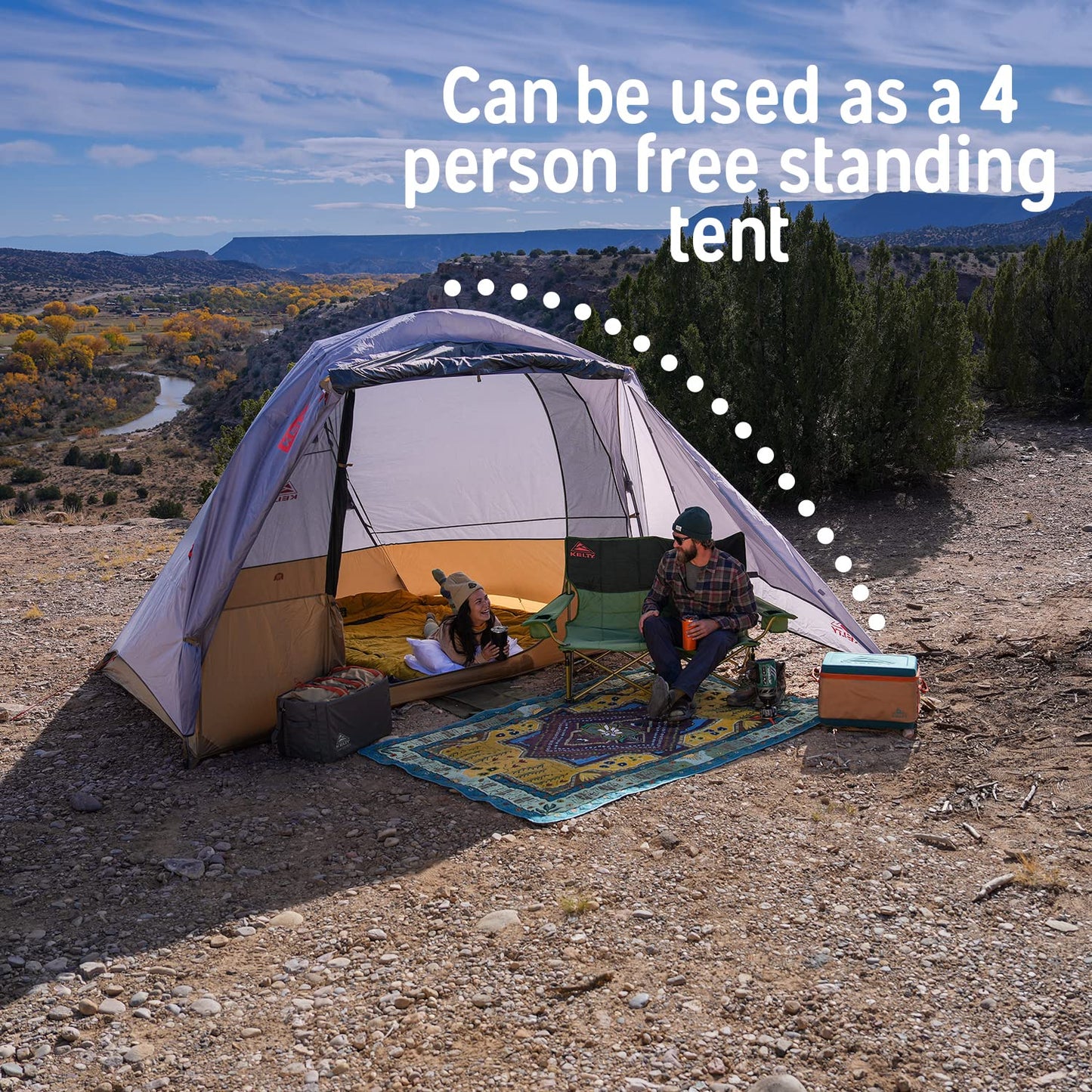 Kelty Caboose 4P Tent and Vehicle Awning Shelter, Universal Attachment for Vans, Trucks, SUVs, Standing Height Door, Massive Vestibule, Fully Freestanding, Designed in Sunny Colorado (2023)