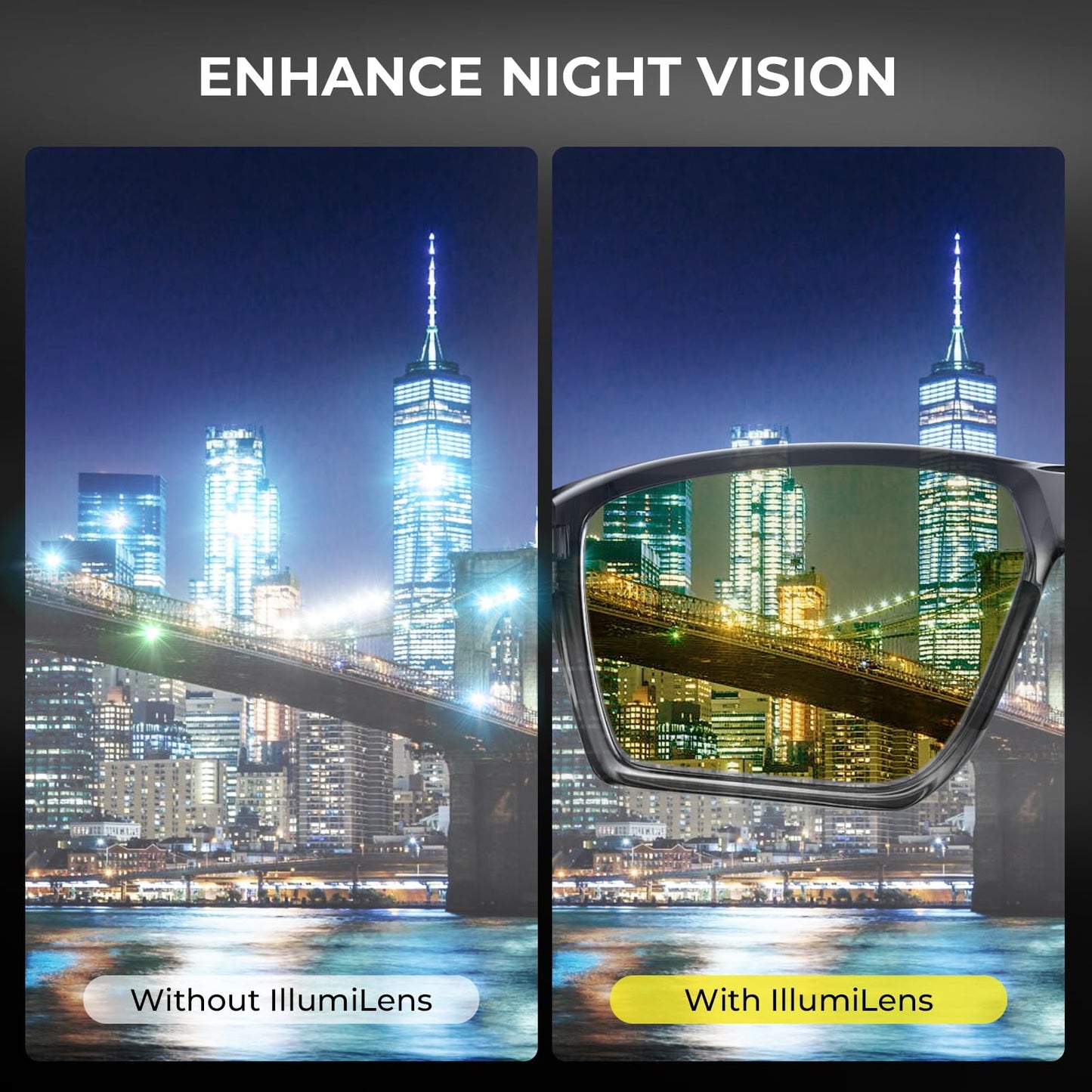 KastKing IllumiLens Night Vision Glasses, Night Driving Glasses for Men Women, Reduce Glare and Enhance Vision