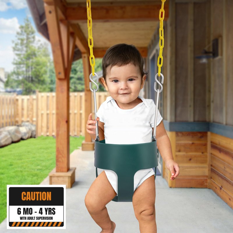 Sorbus Baby Swing - High Back Full Toddler Swing, Bucket Swing for Infants and Toddlers, with Coated Chains Fully Assembled Swing Set Accessories - Durable and Comfortable - Ages 6 Months and Up