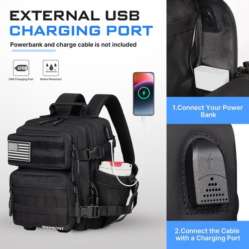 Boomistry 15L Mini Tactical Backpack Small Tactical Backpack for Men and Women, Military Backpack for Gym, Hiking, Daily (Black-15L)