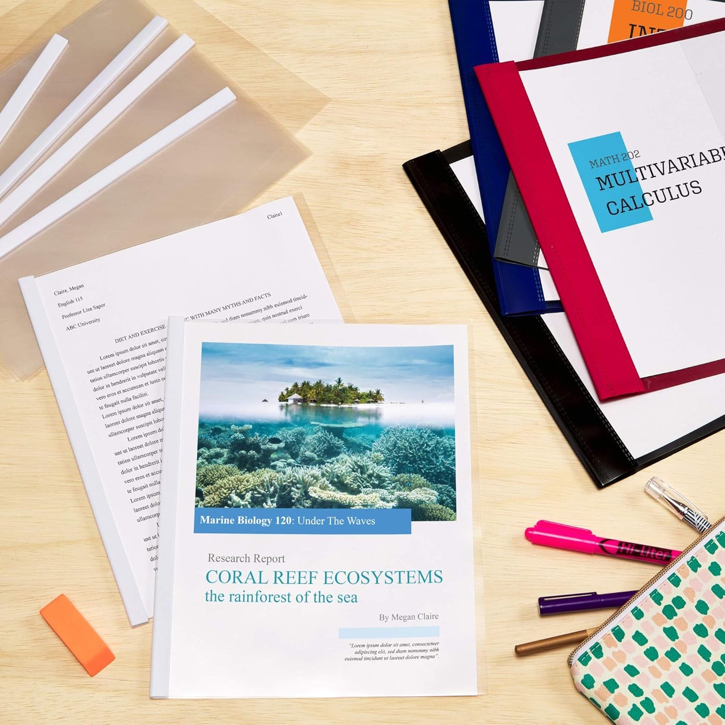 Avery Clear Report Covers with Sliding Bars, White Binding Bars, Holds up to 20 Sheets, 50 Report Covers (47710)