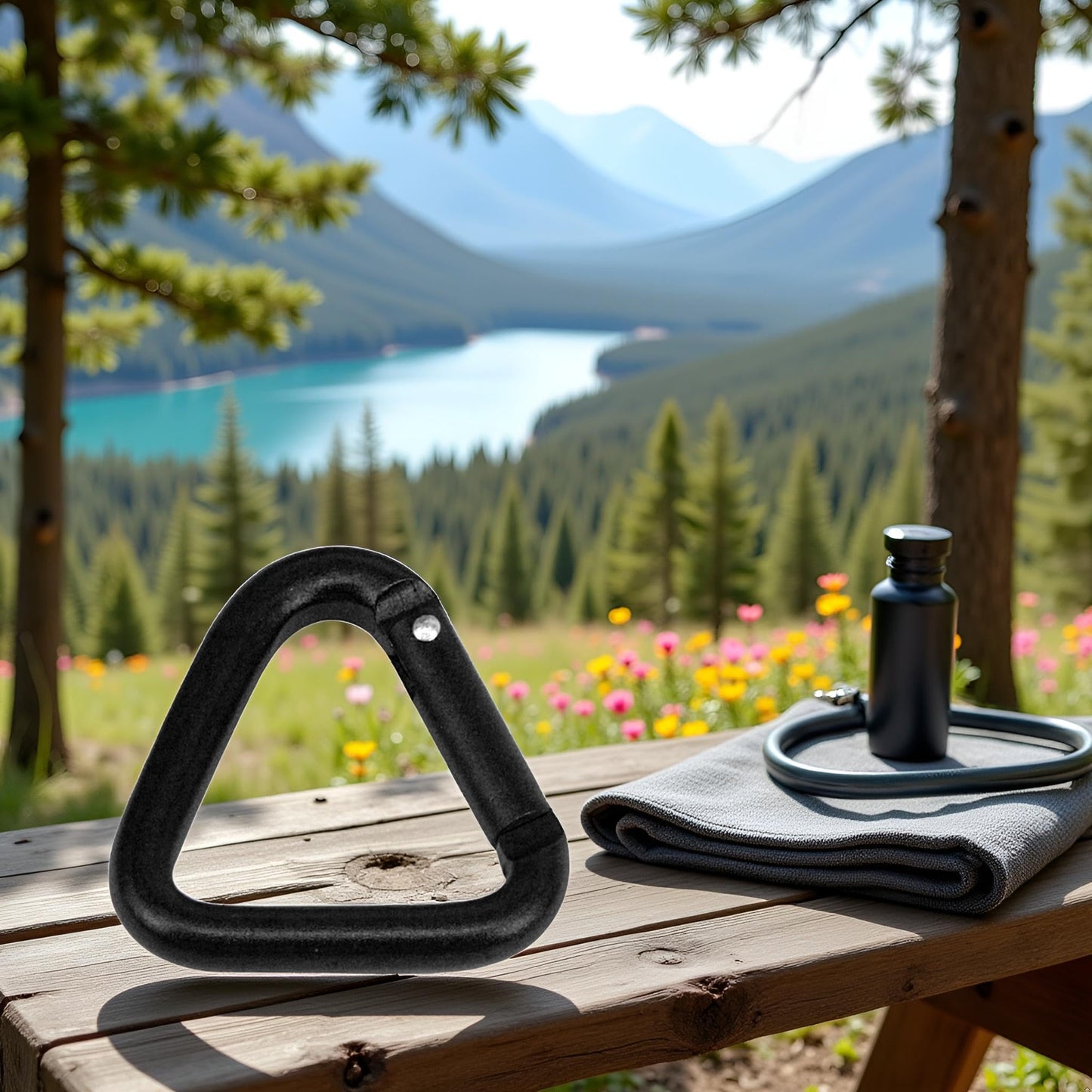 Carabiner Clip Auto Locking Storage Corrosion-Resistant Wear-Resistant Hiking Triangle Carabiner Buckle Compatible with Outdoor for Camping, Hiking, Hammocks, Dog Leash, D Shaped Small for Keychains