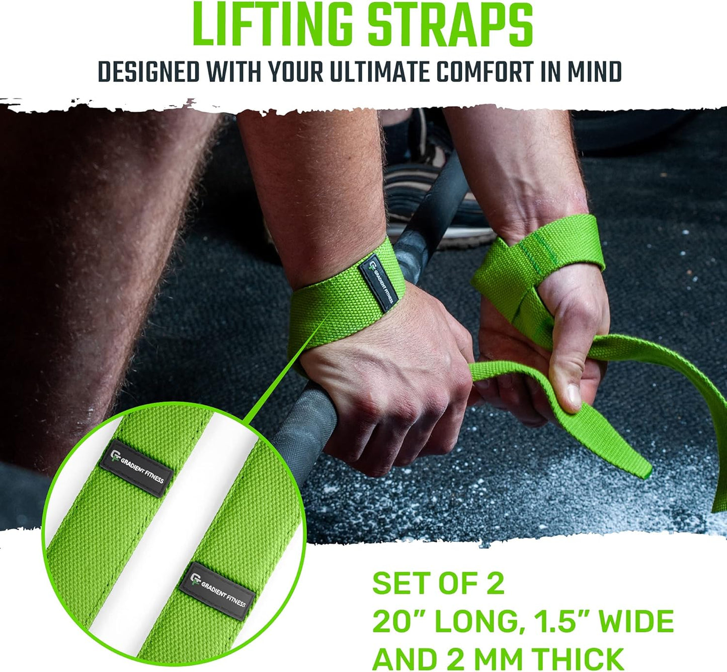 Gradient Fitness Lifting Straps | Wrist Straps for Weightlifting, Deadlift Straps, Lifting Straps for Weightlifting, Straps for Weight Lifting, Weight Lifting Straps for Men/Women, Gym Lifting Grips