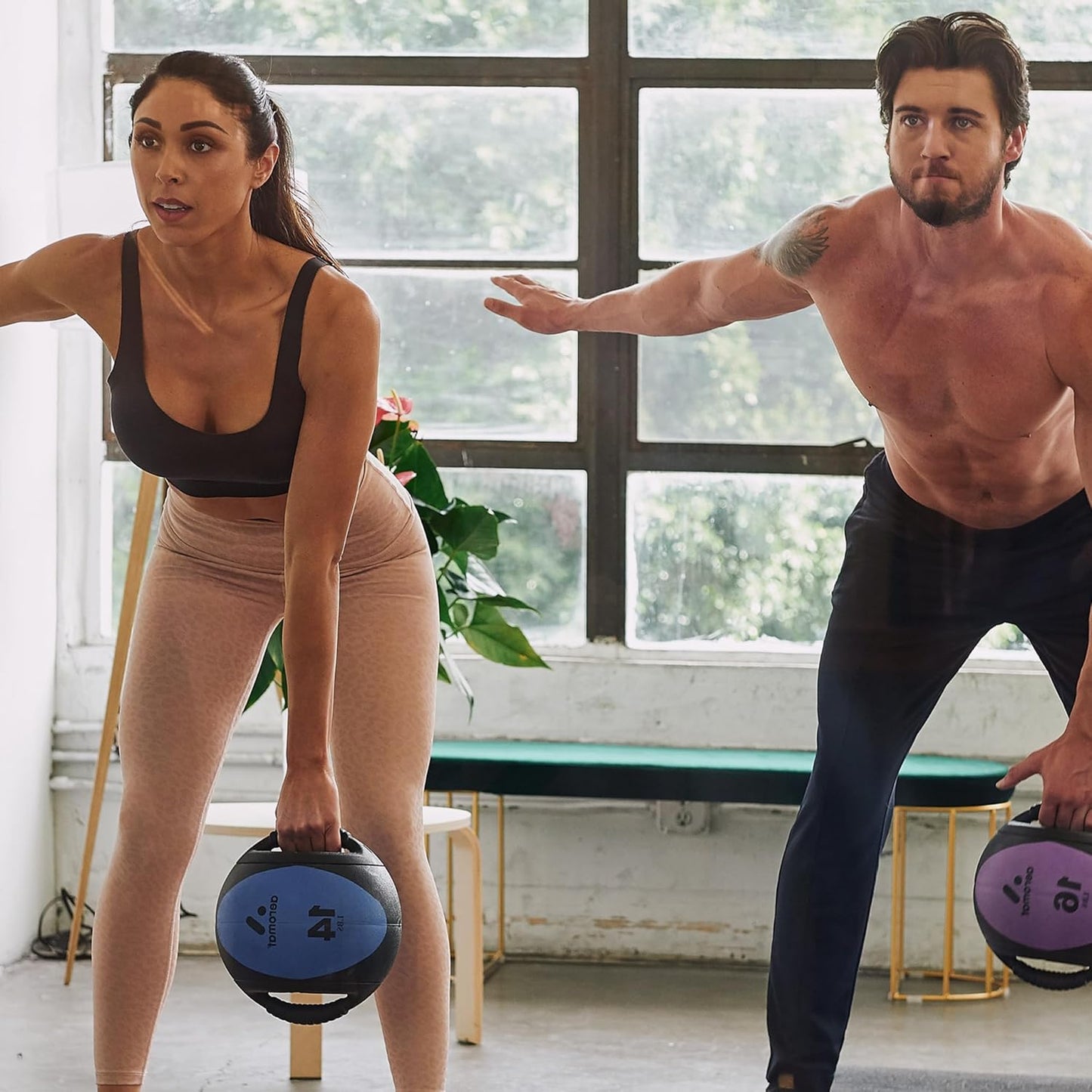 Aeromat Dual Grip Power Medicine Balls for Abdominal Training and Rotational Movements - 9" Diameter - Weights Color-Coded
