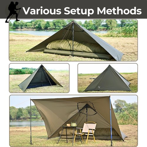 Onewind Lightweight Shelter, Solitary Shelter Cape Emergency Survival Shelter Bushcraft Poncho Tent Ultralight Minimalist Shelter for Camping Hiking Backpacking Bug Out Bag, OD Green