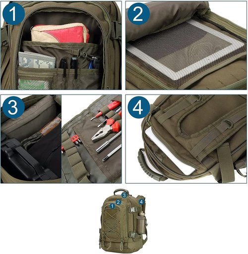 PAIWPHLI Large Military Bug Out Bag 3 Day Pack Expandable Backpack Army Daypack for Outdoor Hiking Hunting (Green)