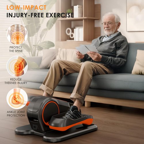 soges Under Desk Elliptical Machine, Seated Pedal Exerciser for Senior, 12 Adjustable Speeds Portable Ellipse Exerciser, Electric Quiet Ellipse Leg Exerciser, Black