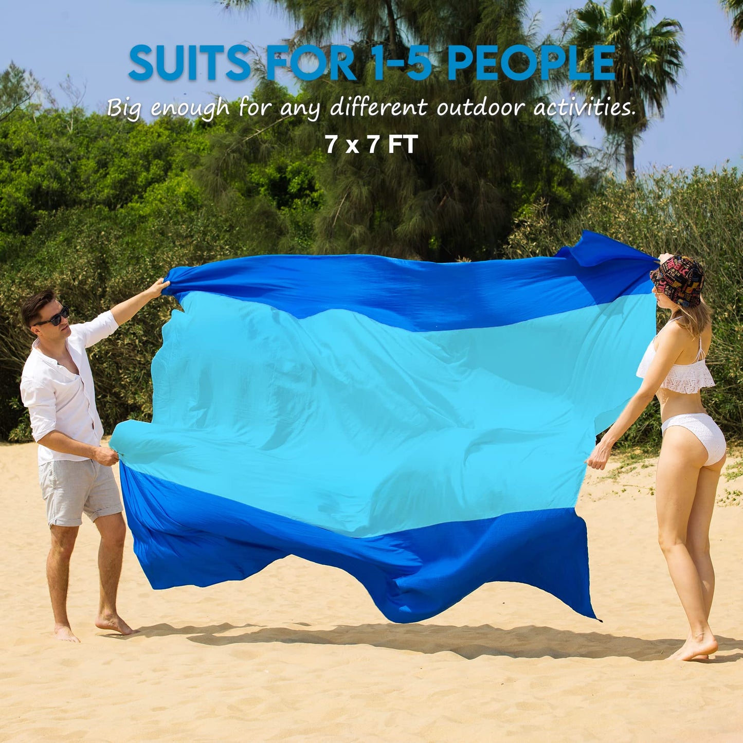BYDOLL Nylon Beach Blanket Oversized Lightweight Soft and Durable Material,Waterproof Sandproof Quick Drying Beach Blanket