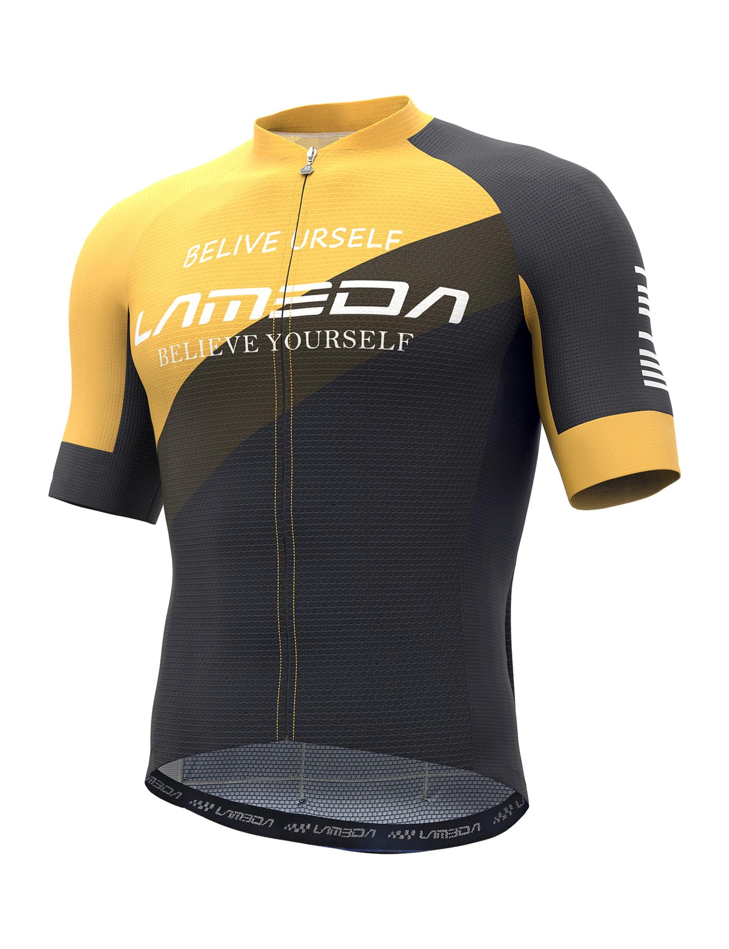 LAMEDA Men's Cycling Jersey Short Sleeves Bike Jersey for Men Cycling with 8 Pockets,Tight-Fitting Breathable Quick-Drying Bike Shirt High-Elastic Pro Road Cycling Top Bicycle Shirt Yellow