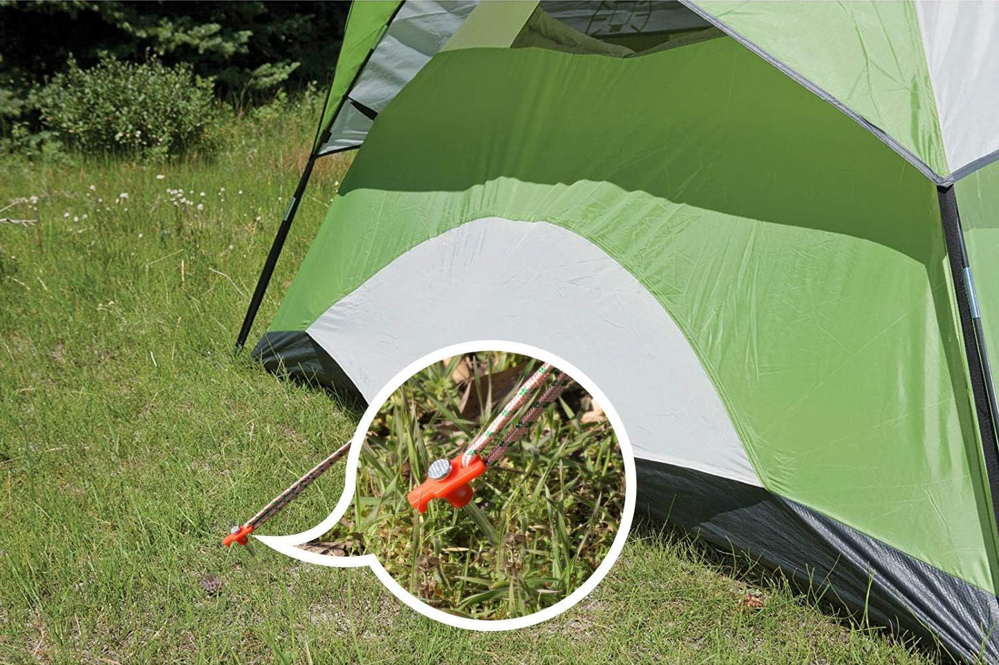 ABCCANOPY 11 Inch Tent Stakes 10 Pcs Non-Rust Metal Ground Anchors, Heavy Duty Spikes with 4 Ropes for Outdoor Camping, Orange