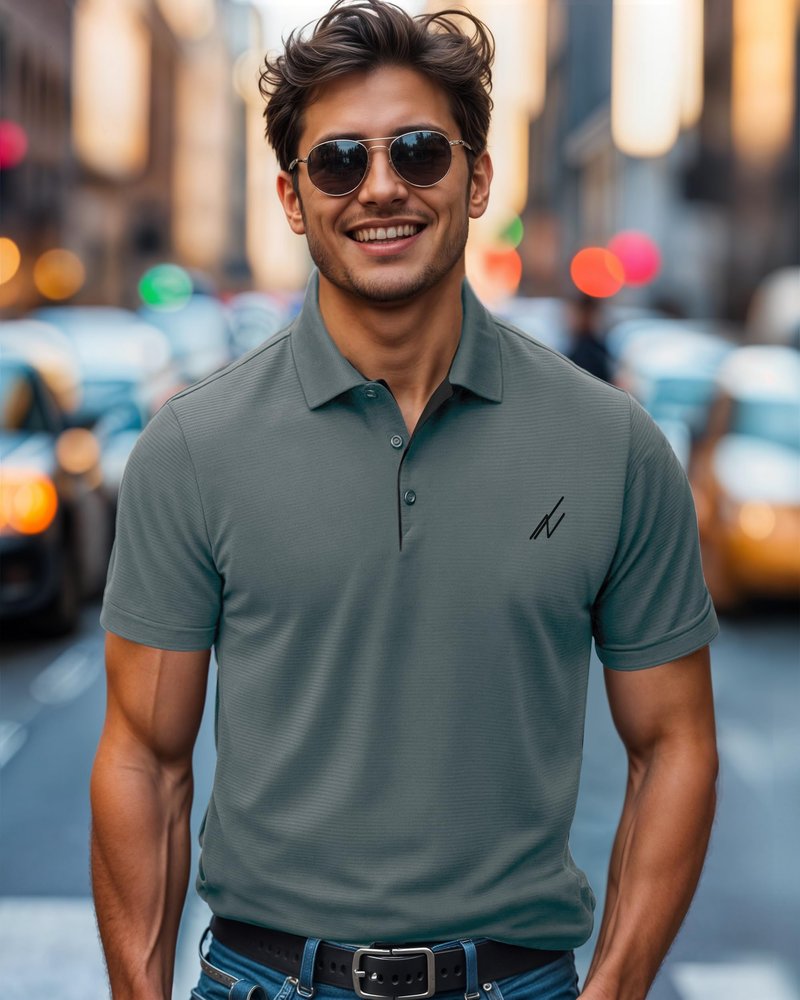 NY Threads Men's Golf Polo Shirt UPF 70+ Regular Fit Moisture Wicking Quick Dry Performance Short Sleeves Polo, Large, Dark Grey