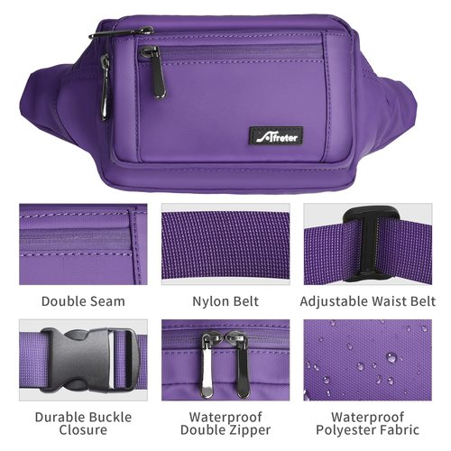 Waist Pack Bag Fanny Pack for Men&Women Hip Bum Bag with Adjustable Strap for Outdoors Workout Traveling Casual Running Hiking Cycling (Purple)