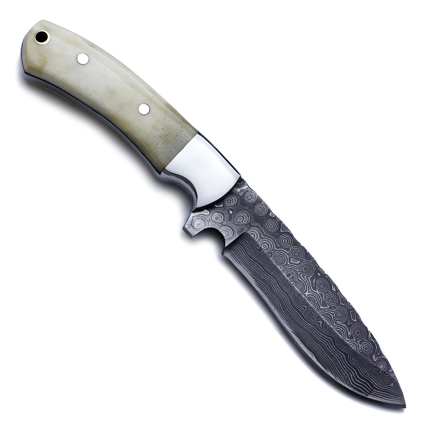 WolfKlinge Handmade Damascus Steel Knife Bowie for Hunting,Survival,Camping,Bushcrafting and Fishing Fixed Blade Dagger with Drop point Full Tang Micarta Handle-Cowhide-Leather Sheath - WKD-793