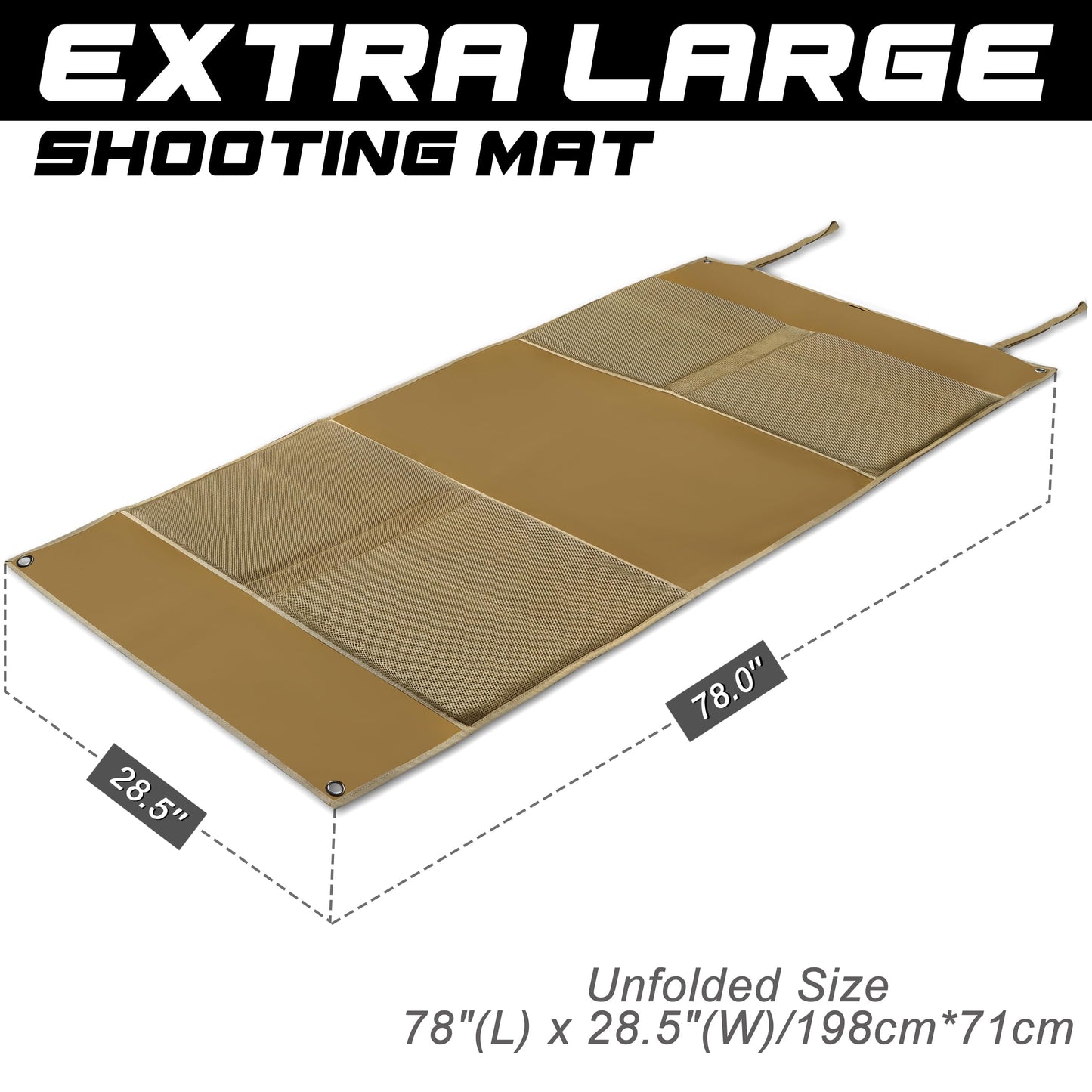 JIPIMON Shooting Mat with Tactical Water Resistant Carrying Bag, Extra Large Prone Padded Portable Roll Up Shooting Mats (Tan)