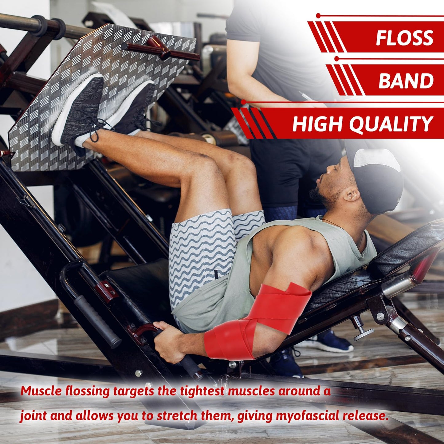 2 Pcs Muscle Floss Bands, Compression Bands with Storage Bag, Mobility and Recovery Bands for Improving Movement, Increasing Circulation & Reducing Soreness (Red & Black)
