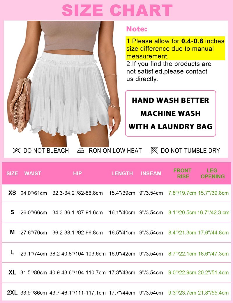 Women's Flowy Shorts Casual Linen Boho Ruffle Mini Skirts Pleated High Waist Cute Butterfly Skorts with Pockets Summer Trendy-Camel M