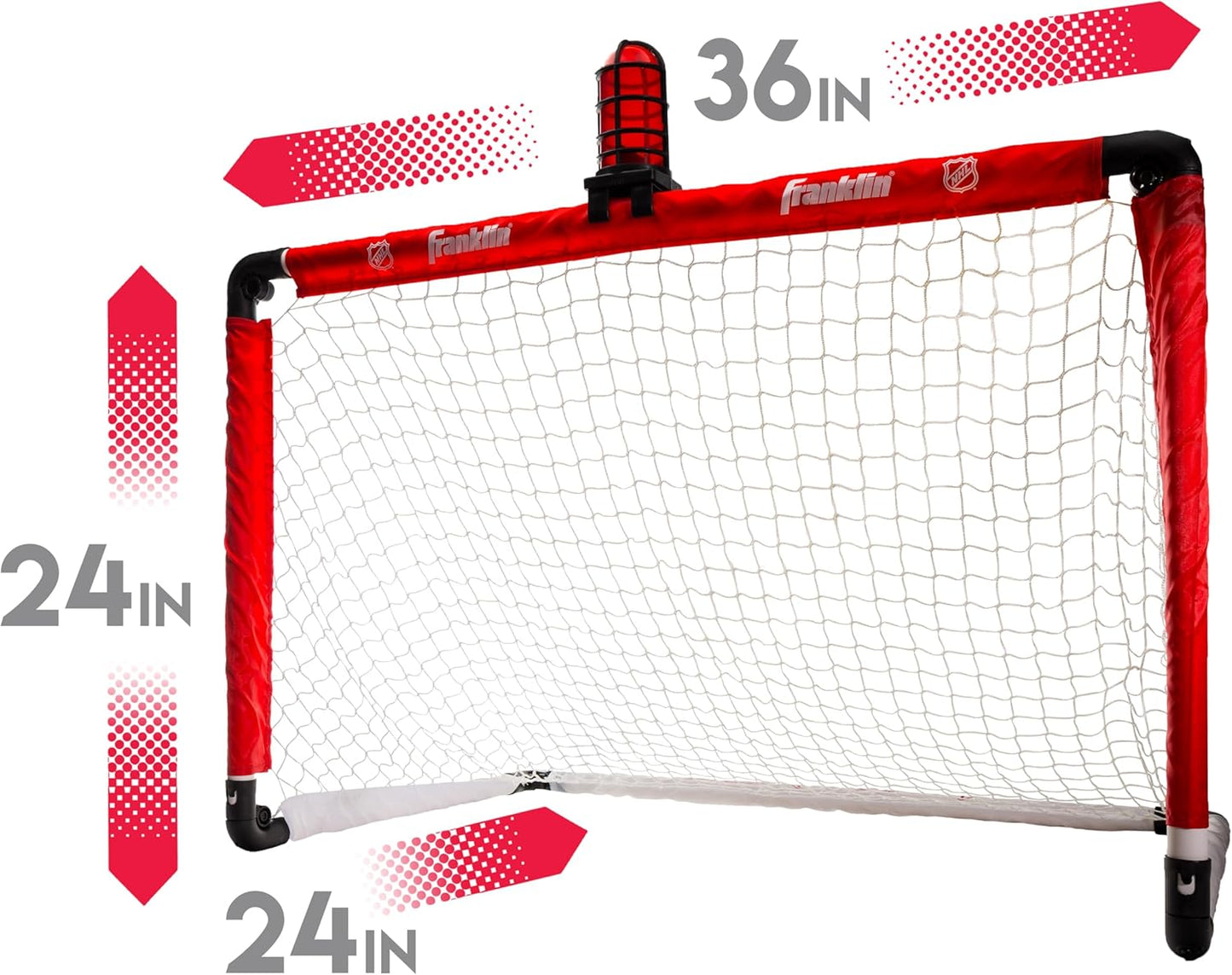 Franklin Sports Mini Hockey Goal Set - NHL Light Up Knee Hockey Goal and Stick Set with Hockey Ball - Perfect for Indoor Floor Hockey and Knee Hockey, Red