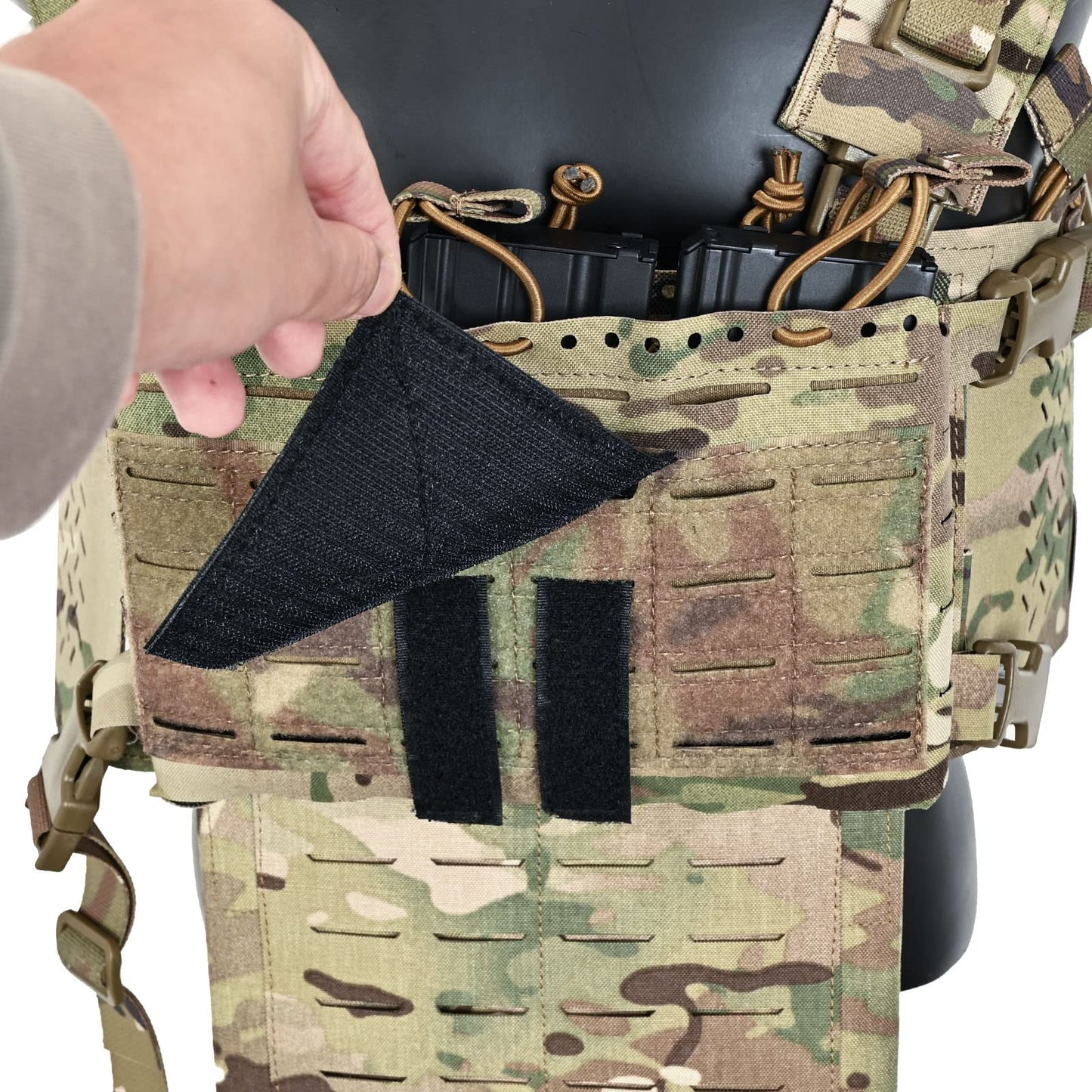 2Pack Molle Patch Panel Hook&Loop Adapter Panel for DIY Patch Badges Tactical Molle Hook and Loop Molle Panel for Badges and Insignia Patches 4''x4''(Black)
