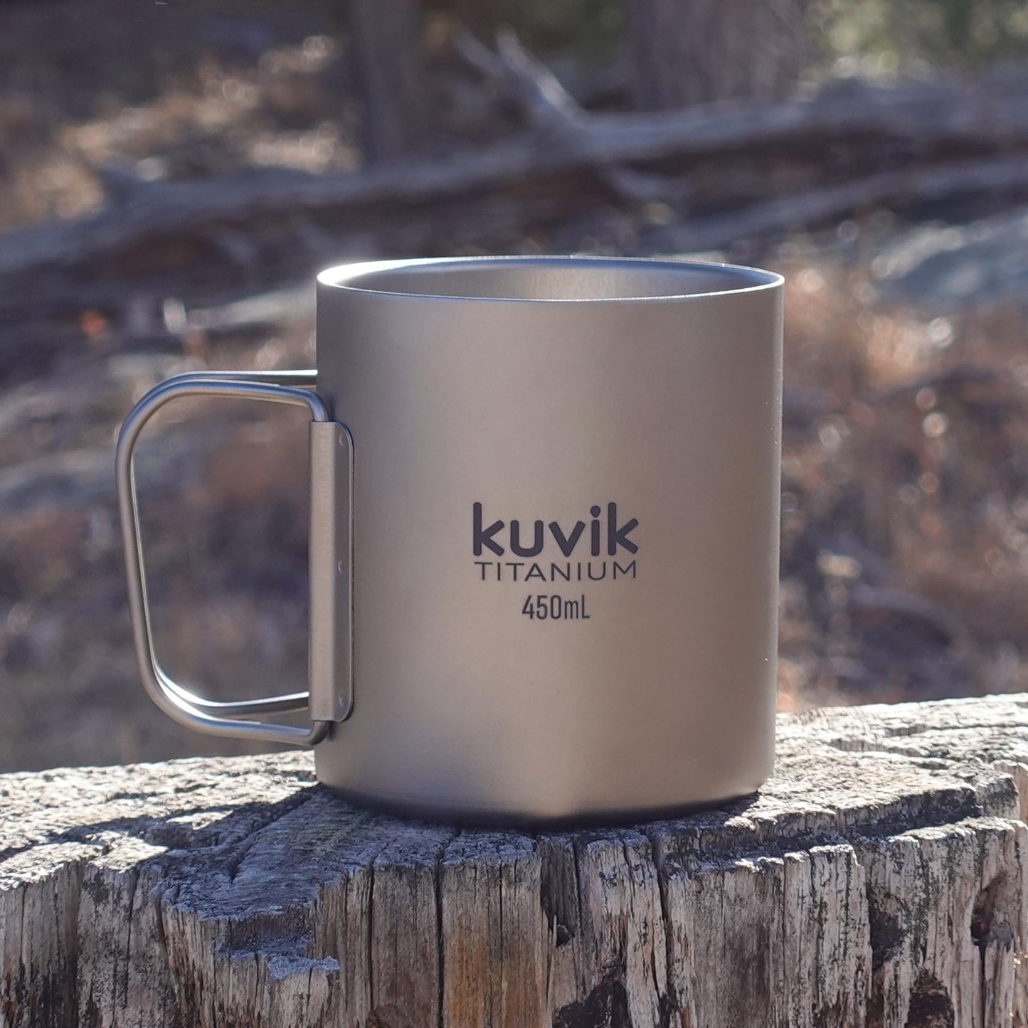 Kuvik Double-Walled Titanium Mug 450ml (15.2 oz) - Ultralight and Compact Mug for Backpacking, Camping, and Everyday Use