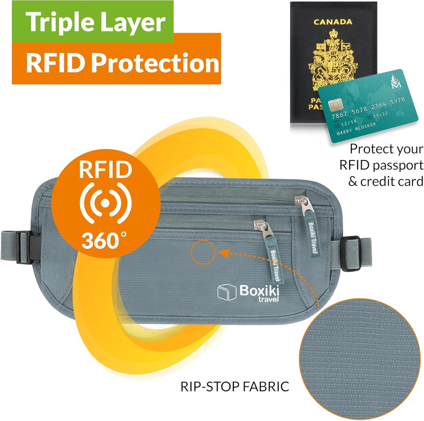 Money Belt for Travel with RFID Blocking Technology - Hidden Travel Money Pouch for Cash, Credit Cards, Passport, and Travel Valuables - Secure Water Resistant Money Belt for Men and Women (Brown)