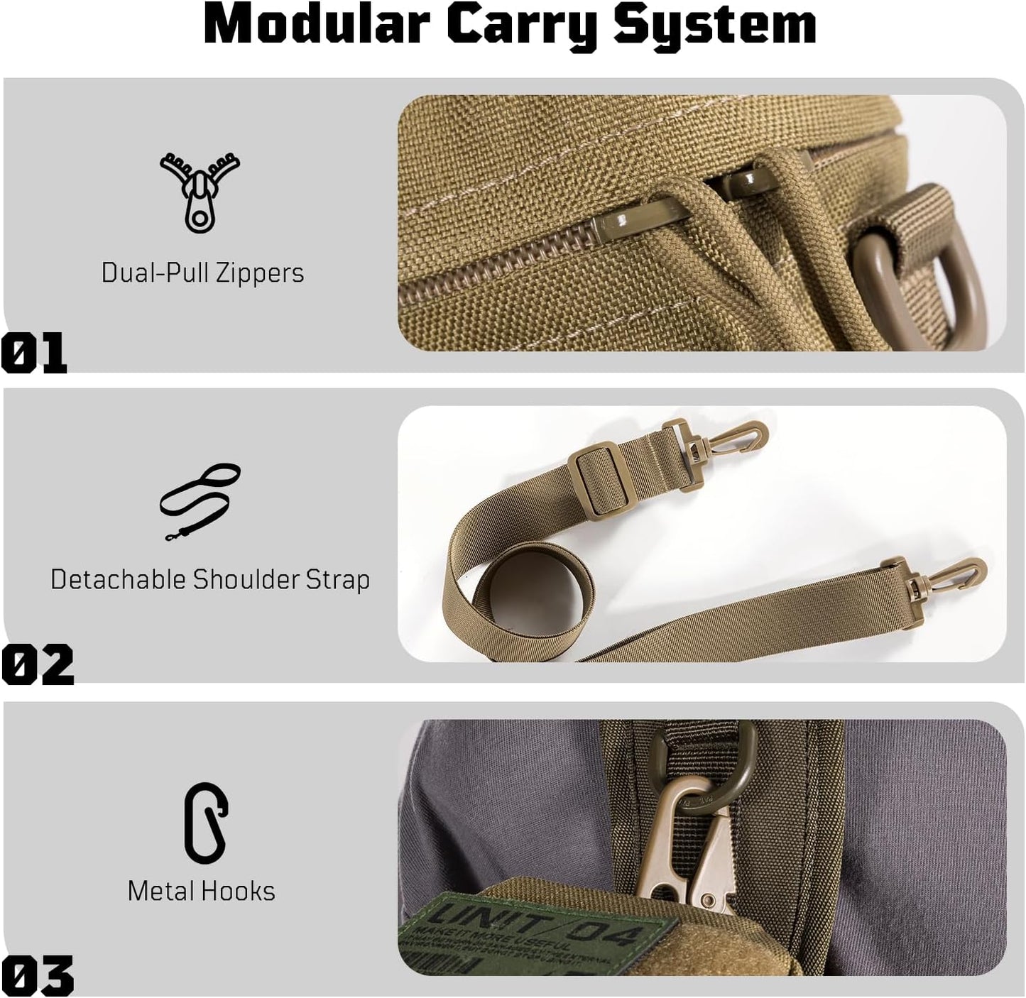 OneTigris Molle Water Bottle Pouch, 32oz Sniper Bottle Holder Tactical Hydration Carrier Bag with Extra Pouch and Detachable Shoulder Strap 1000D Nylon for Hiking Camping Climbing