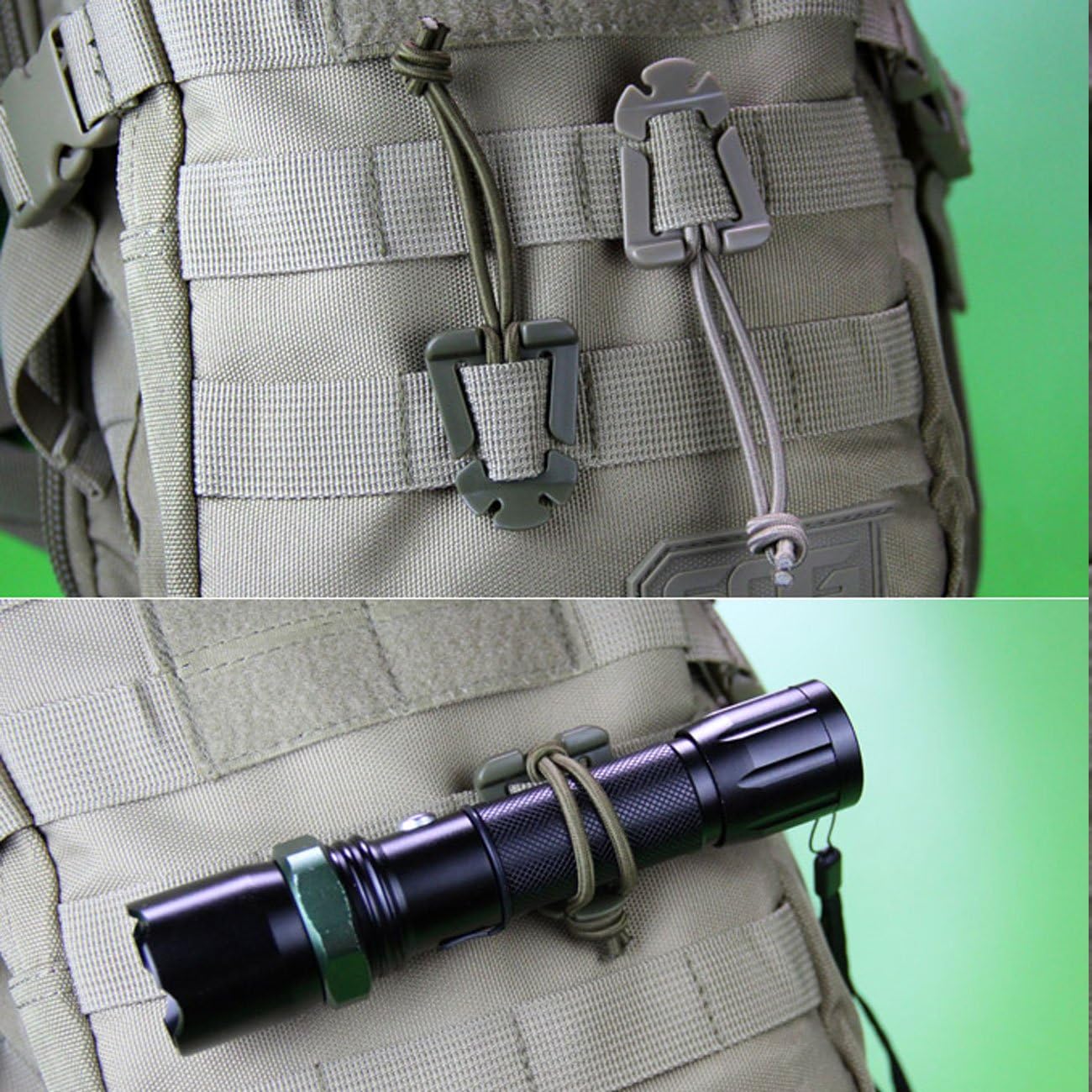 DYZD Molle Web Dominators with Elastic String, Durable Tactical Strap Management Tool, Backpack Accessories, Tactical Gear Clip, Multipurpose Fastener