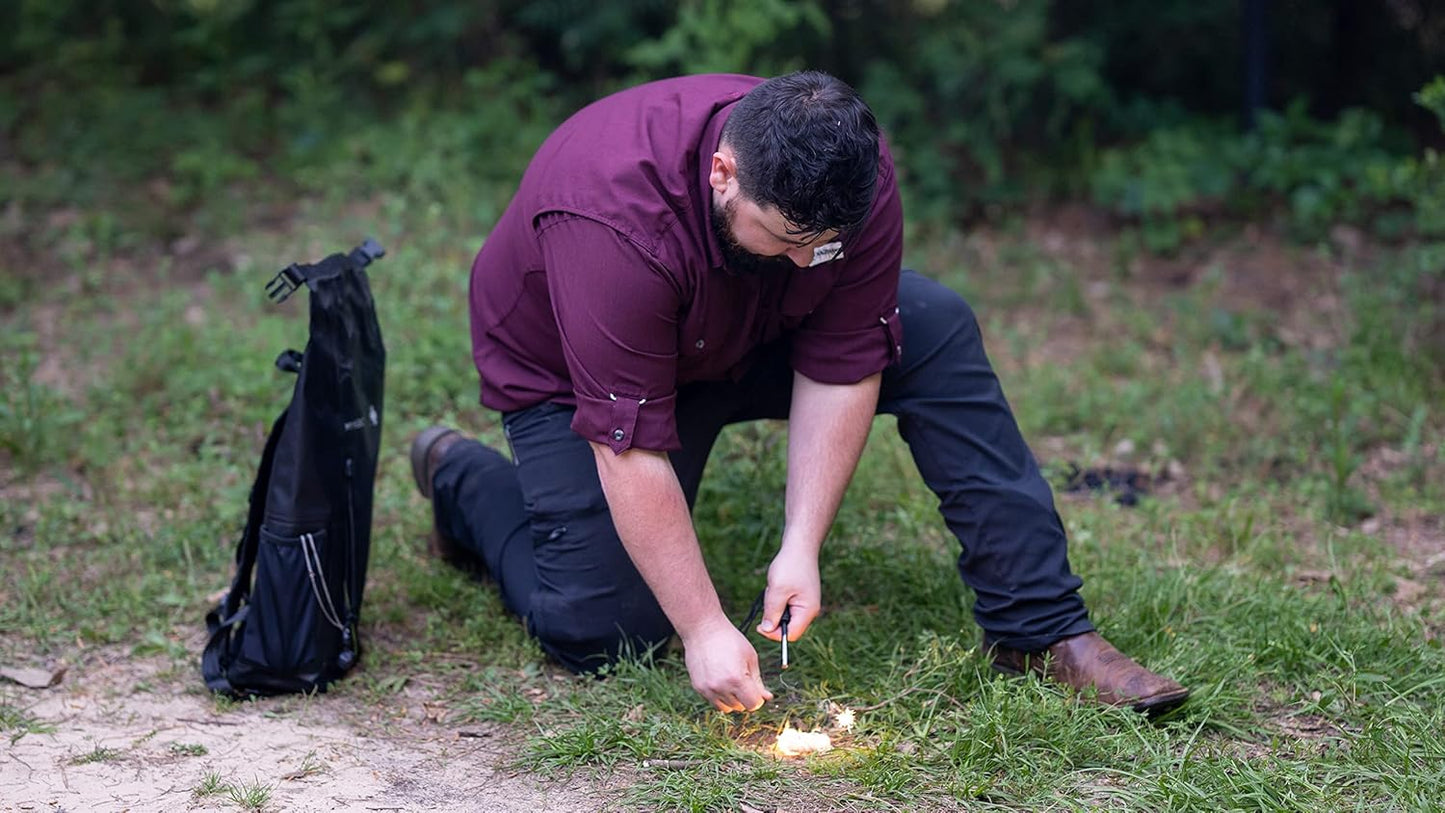 Fire Starter Kit with Magnesium Ferro Rod, Compass & Whistle - Survival Tool for Camping & Hiking