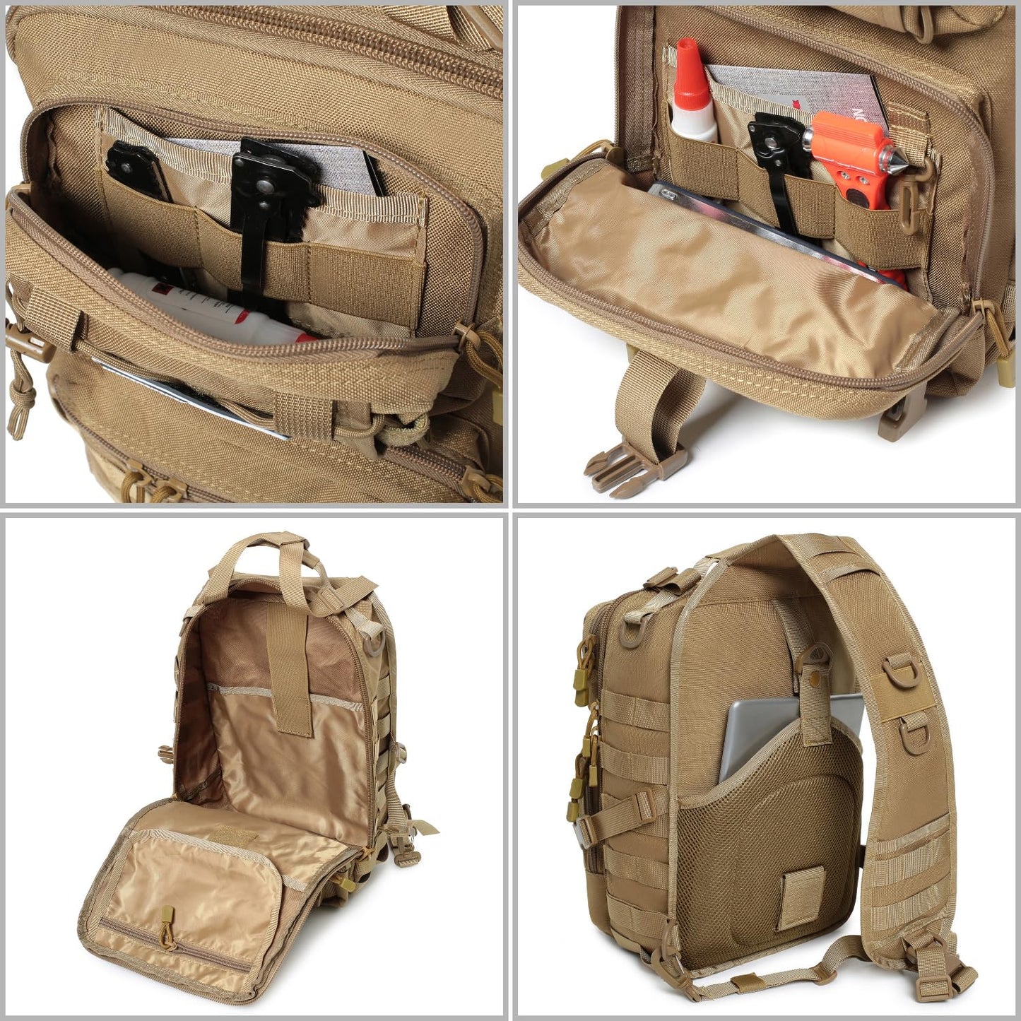 Lemubeane Tactical Sling Bag Backpack Military Rover Shoulder Sling Pack EDC Molle Range Bag Crossbody Chest Pack (Black)
