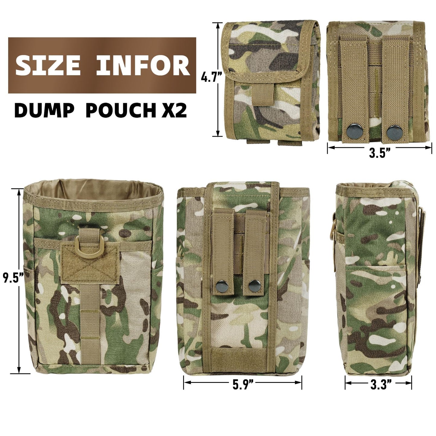 Dump Pouch-Tactical molle Pouches, Drawstring Magazine Utility Pouch Folding Dump Pouch Waist Bag. (MC)