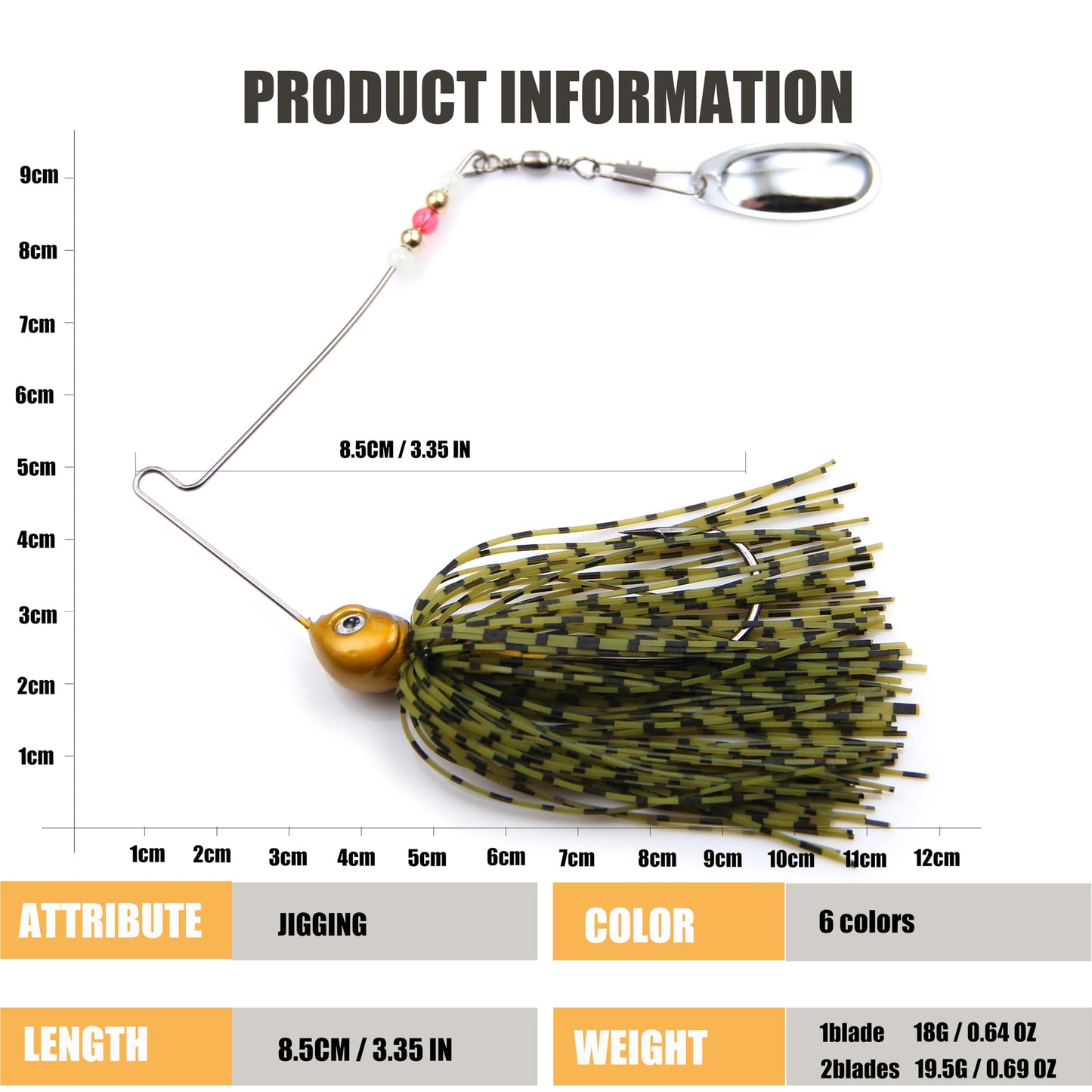 EXAURAFELIS 6pcs Fishing Lures Spinnerbaits for Bass Fishing Spinner Bait with Skirt Bass Lure Spinner Blades fishingbait Pikelures Trout Lure Salmon Lures Spinnerbait Buzzbait Swimbait