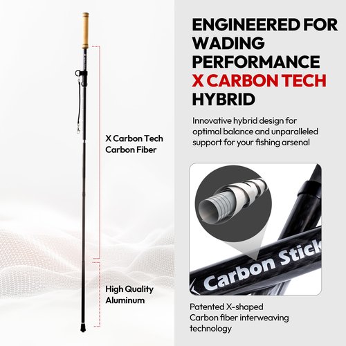 X Carbon Stick Wading Staff | X Carbon Tech Carbon Fiber Wading Stick