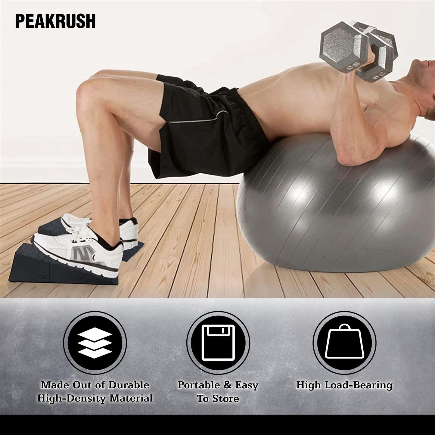 2 Pcs Versatile Squat Wedge Block for Heel Elevated Squat, Heavy-Duty Calf Stretcher Slant Board to Enhance Mobility, Balance & Strength Performance