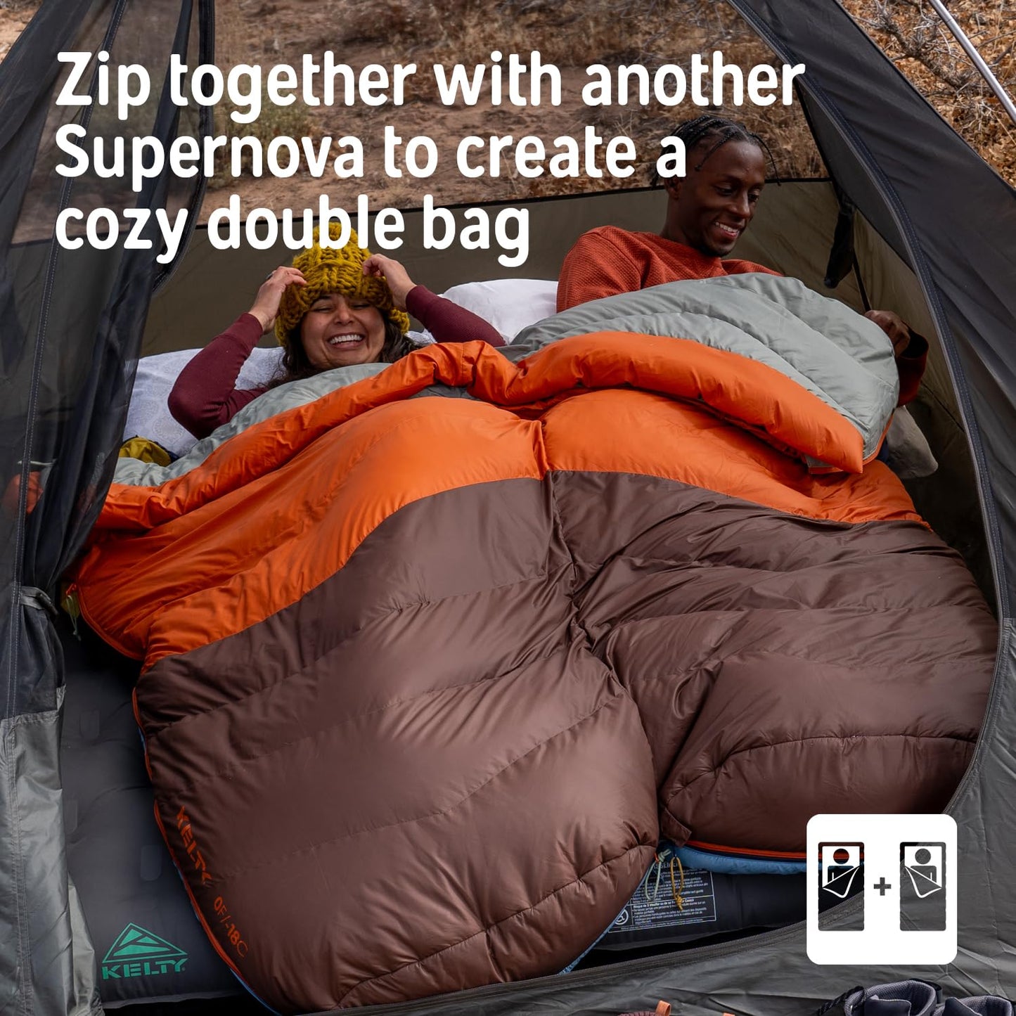 Kelty Supernova 0 Degree Down Sleeping Bag, Compact + Lightweight, Roomy Shape for All Body Types and Sleep Positions, Recycled Shell Fabrics, 2024 (Long)
