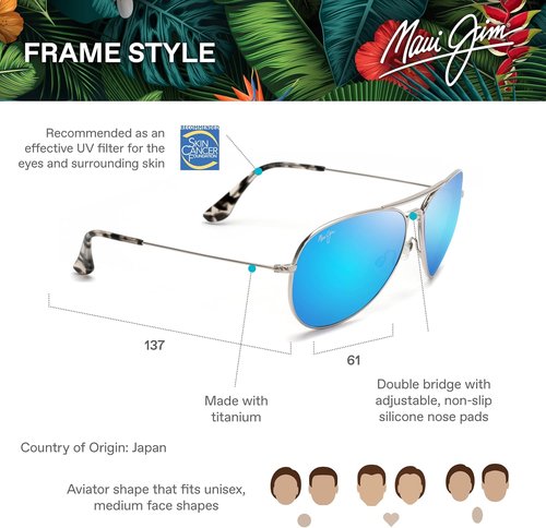 Maui Jim Men's and Women's Mavericks Polarized Aviator Sunglasses