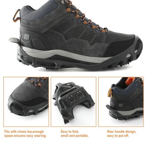 Ice Snow Grips, Anti Slip Winter Ice Grippers Universal Slip-on Stretch Fit Snow & Ice Spikes Traction Cleats Crampons