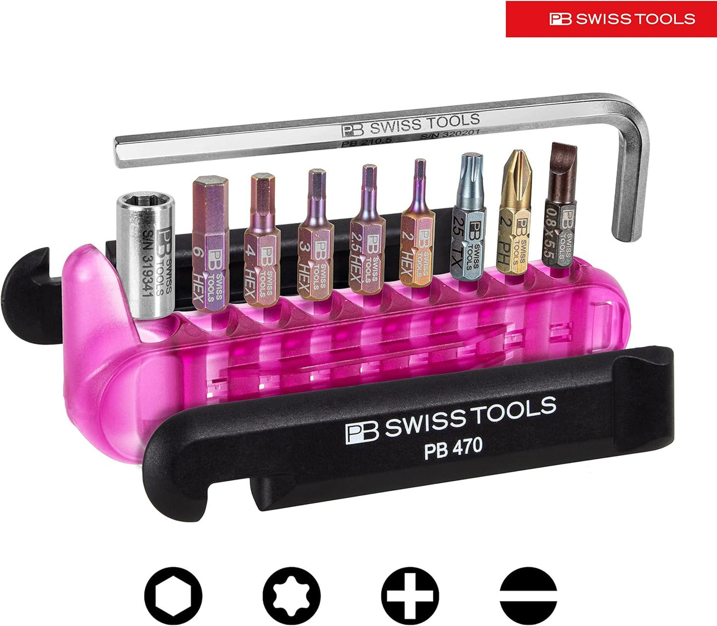 PB Swiss Tools Bike Multitool PB 470 | 100% Swiss Made | Pocket Tool with Bits, Allen Key, Steel Adapter, Tire Lever for Mountain and Road Bike, Bicycle, E-Bike (Green)