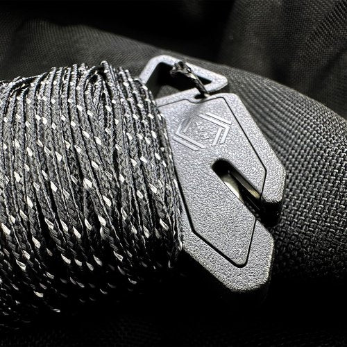 Atwood Rope Ready Rope™ Micro Cord Dispenser 125ft 100lb Test, Camping Gear Survival Tool, Built in Storage, Cutting Blade, Cord Grip, Gear Loop, Made in USA (Reflective Black)