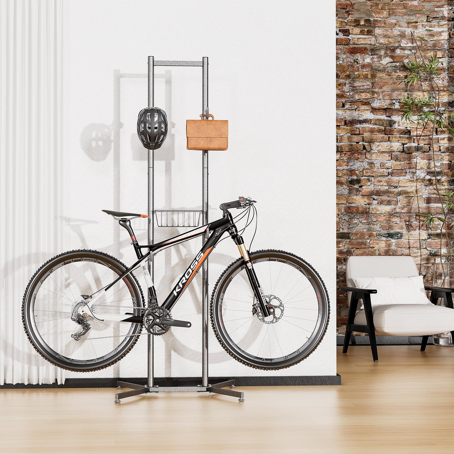 2-/4-Bike Storage Rack with Basket - Bike Rack Garage for Road, Mountain and Hybrid Bike Garage & Home (for 2 Bikes)