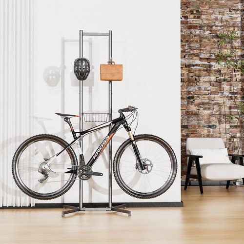 2-/4-Bike Storage Rack with Basket - Bike Rack Garage for Road, Mountain and Hybrid Bike Garage & Home (for 2 Bikes)