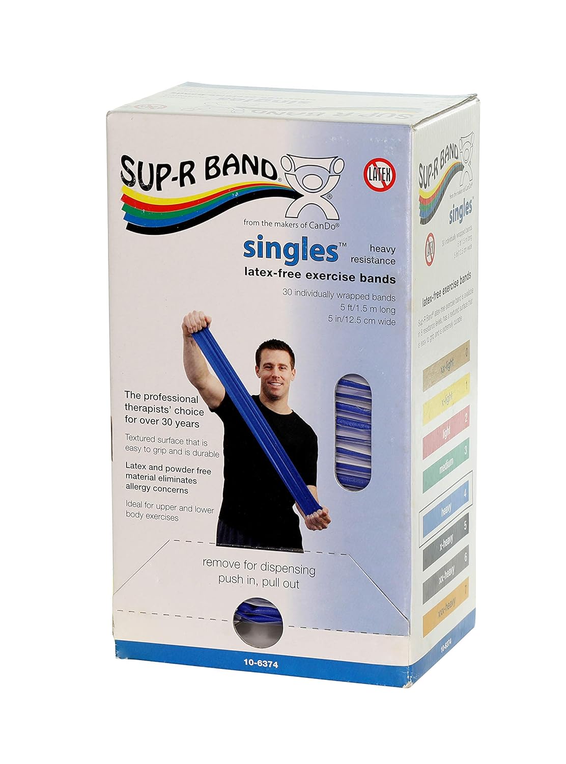 CanDo 10-6323 Sup-R Latex Free Exercise Band, 50yds Length, Green-Medium