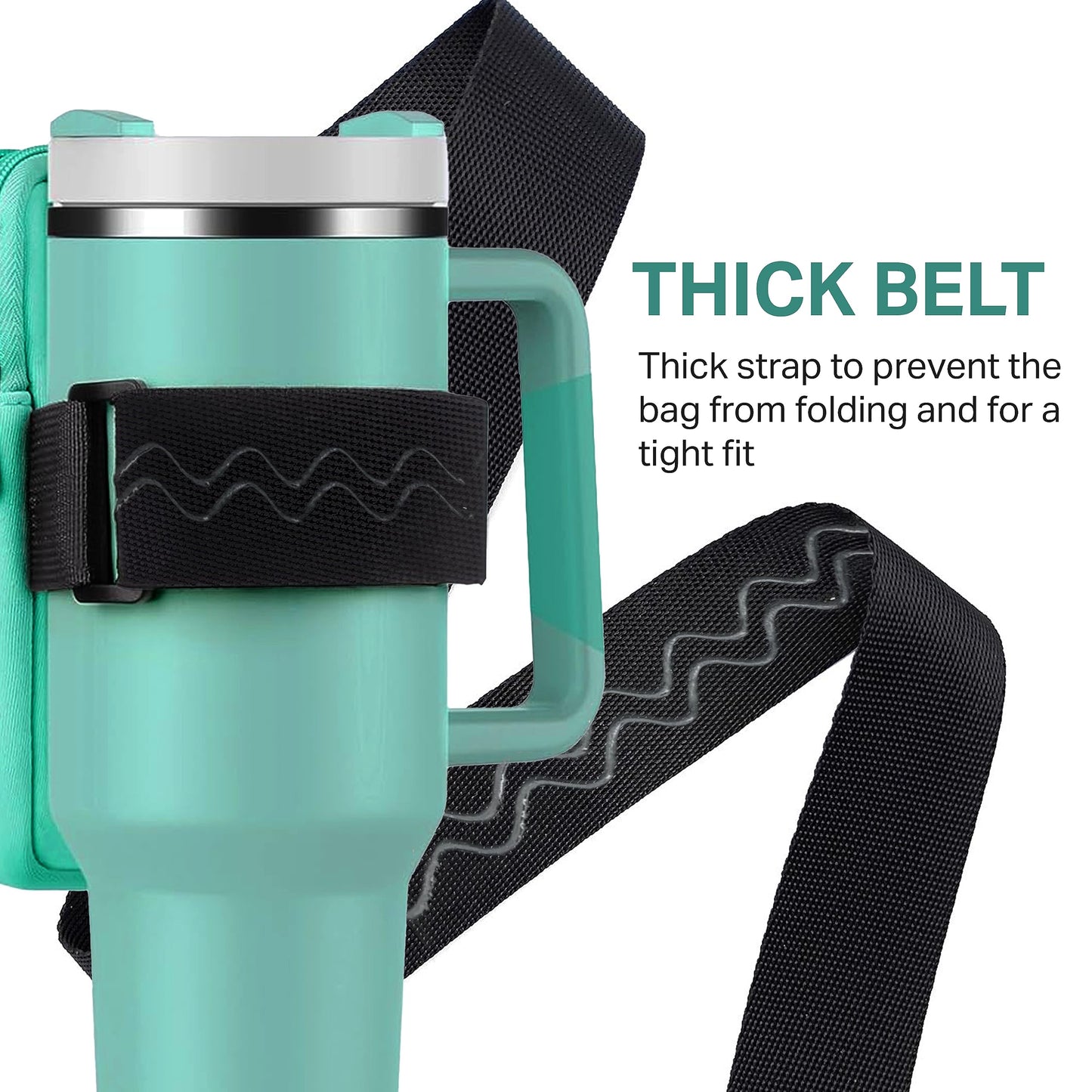 Water Bottle Pouch For Stanley Quencher Adventure 40oz - Stanley Cup Accessories - Tumbler Pouch - Stanley IceFlow 30oz - Gym Tumbler Accessories for Women - Perfect Size for All Phones (BLACK)