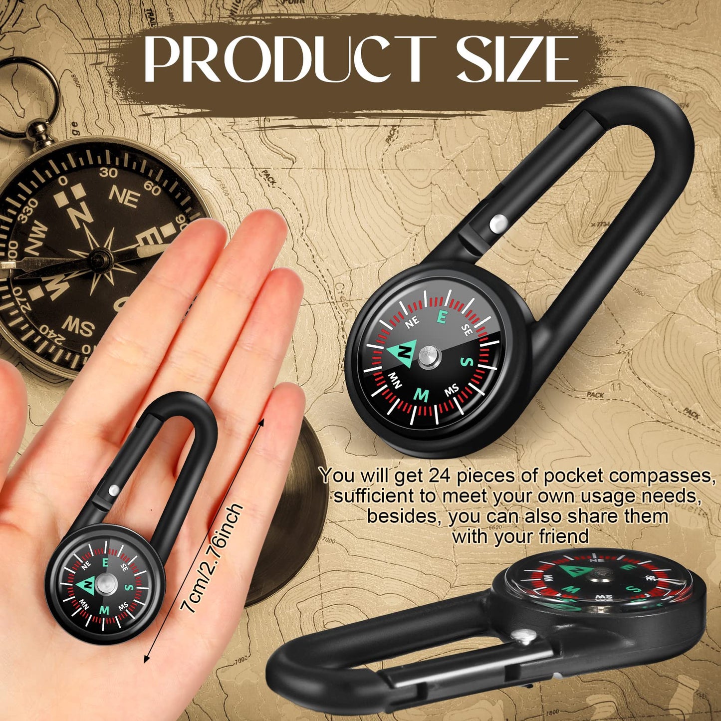 Kanayu Magnetic Compass Keychain Small Pocket Mini Compass Survival Hiking for Adults Camping Backpacking Accessory(60 Pcs)