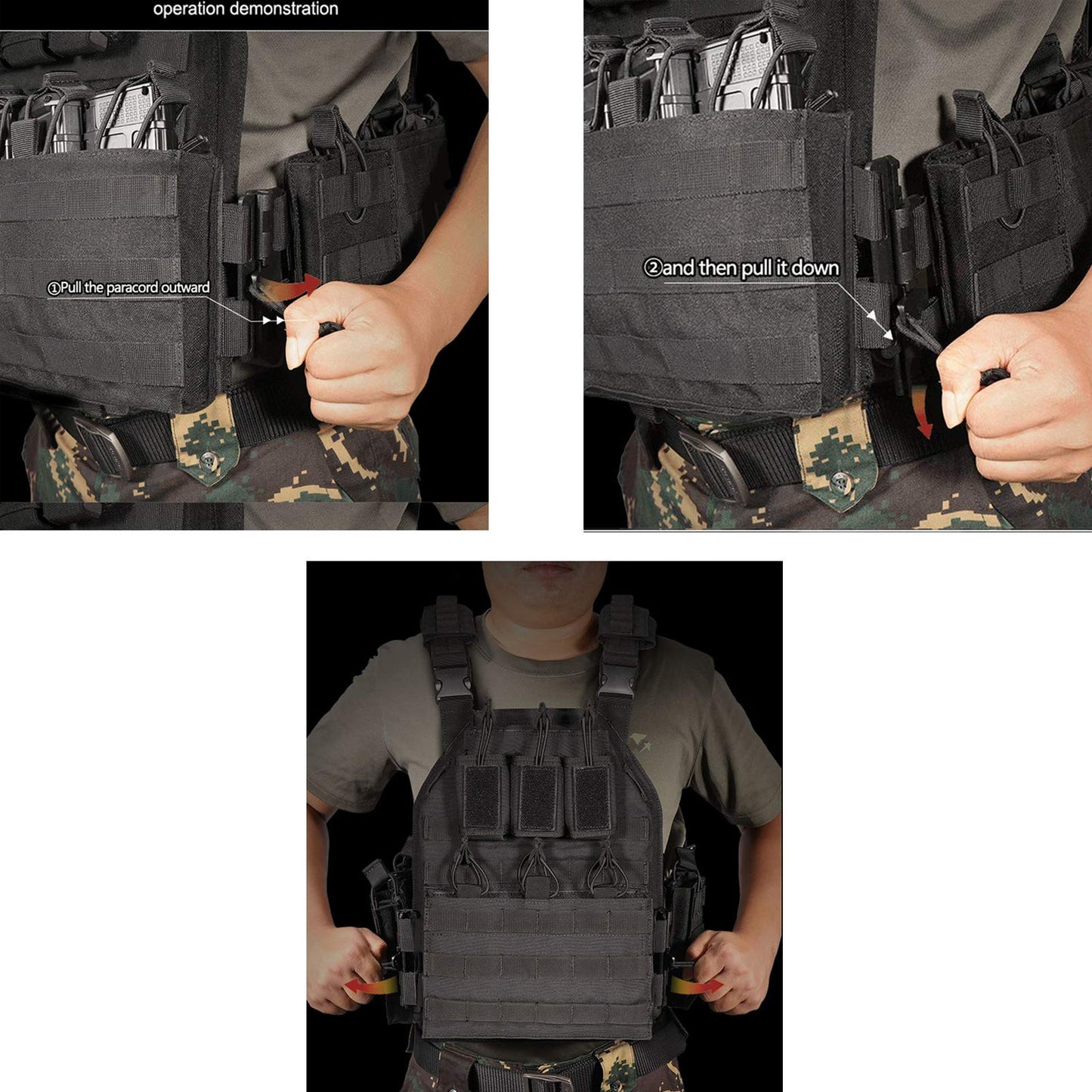 vAv YAKEDA Camo Tactical Outdoor Carrier Vest (Black)