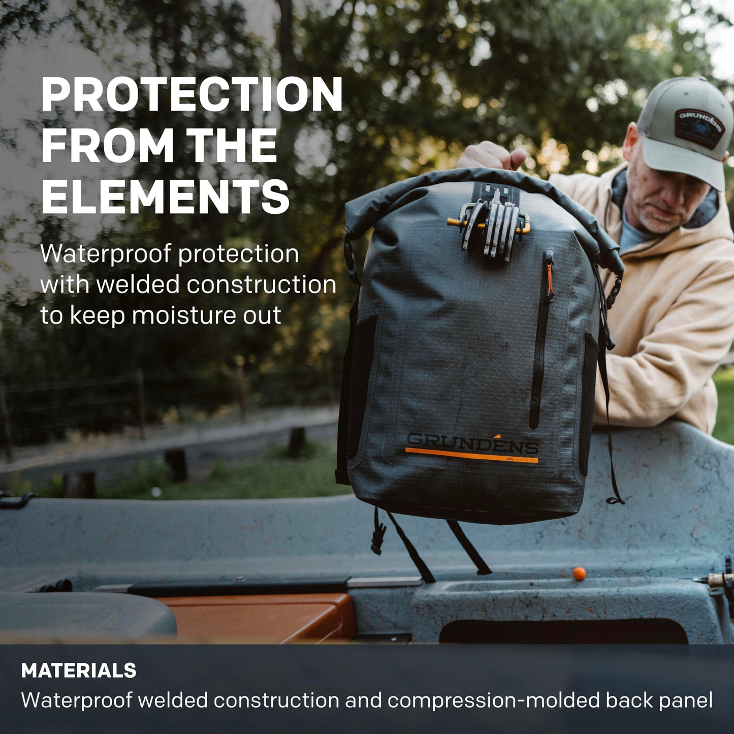Grundéns Wayward Roll Top Backpack | Waterproof, 38L, Anchor