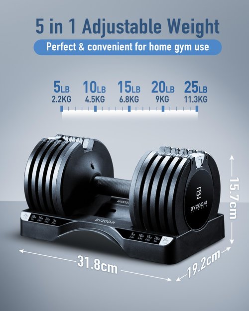 BYZOOM FITNESS 25lb Adjustable Dumbbell & Dumbbell Stand Set