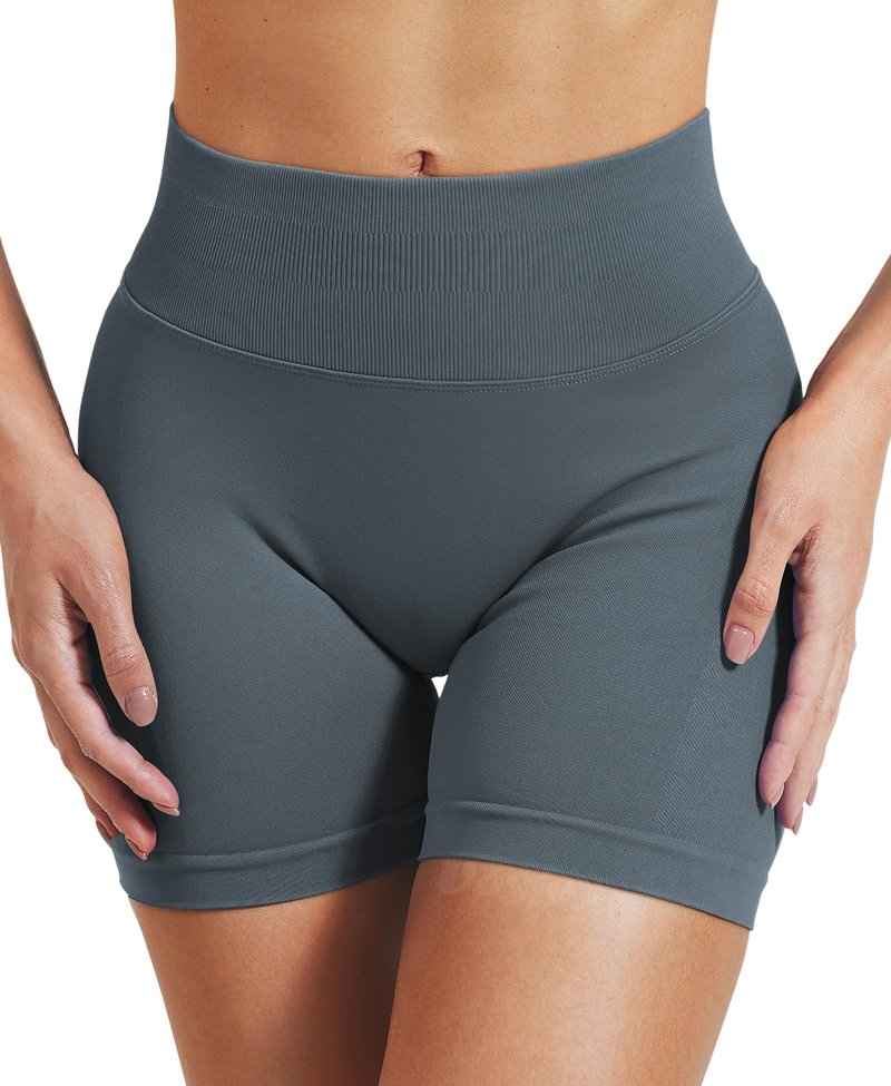 VOYJOY Women Workout Impact Shorts 2.5"/ 3.6"/ 4.5"/ 6" Scrunch Butt Lifting Gym Seamless Booty Biker Shorts Stormy Grey