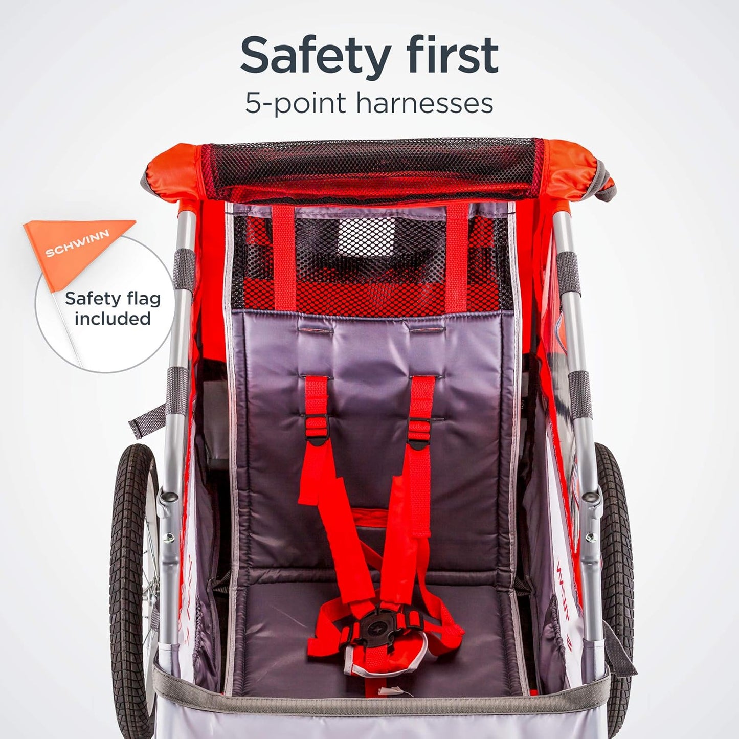 Schwinn Trailblazer Plus, Trailblazer, Joyrider or Echo Kids Bike Trailer, Single or Double Seat, Universal Coupler, Folding Frame, Quick-Release Wheels, Canopy, Schwinn Bike Trailer for Kids