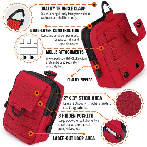 IronSeals Tactical Molle Utility EDC Pouch Nylon Waist Belt Bag Camping Hiking Organizer Pouch Phone Holster for iPhone 16 Pro Max/16 Pro/15 Pro Max/14 Pro Max/13 Pro Max/12 Pro Max/11 Pro Max, Large