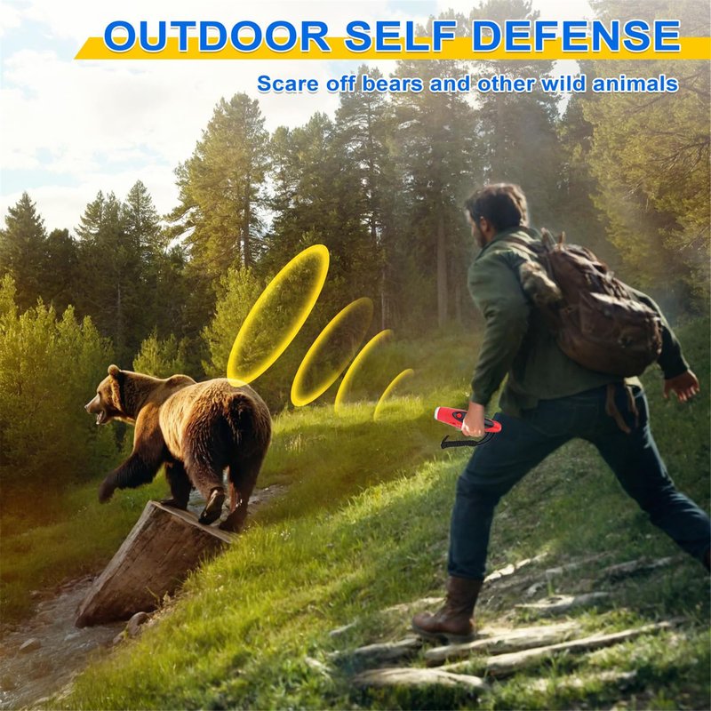 JIUSAIRUI 120dB Electronic Bear Horn to Scare Bears- Loud Air Horn for Safety Hiking Camping Emergency Whistle Can Replace Bear Bell
