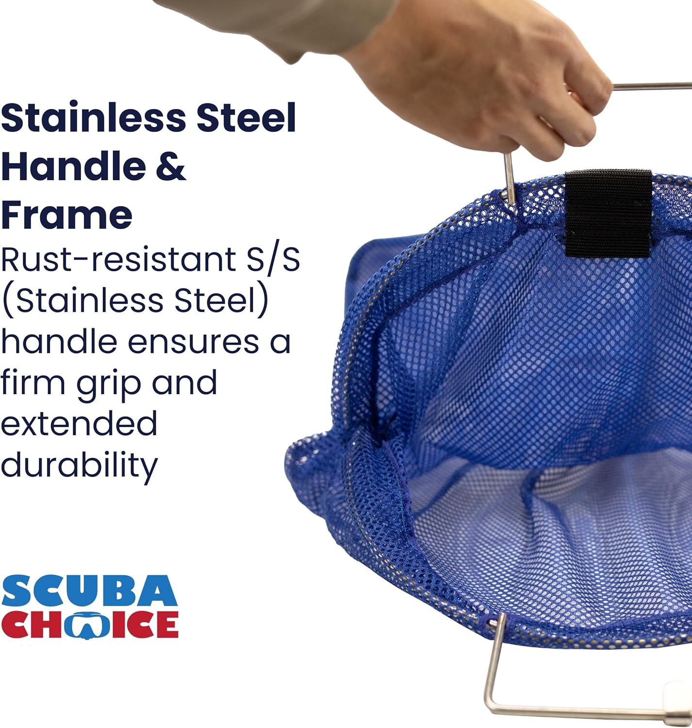 Scuba Choice Palantic Lobster Catch Gear Nylon Game Bag Net with Stainless Steel Handle, 27"x17.5", Durable & Lightweight, Easy Clip Closure for and Fish Catching (Blue)